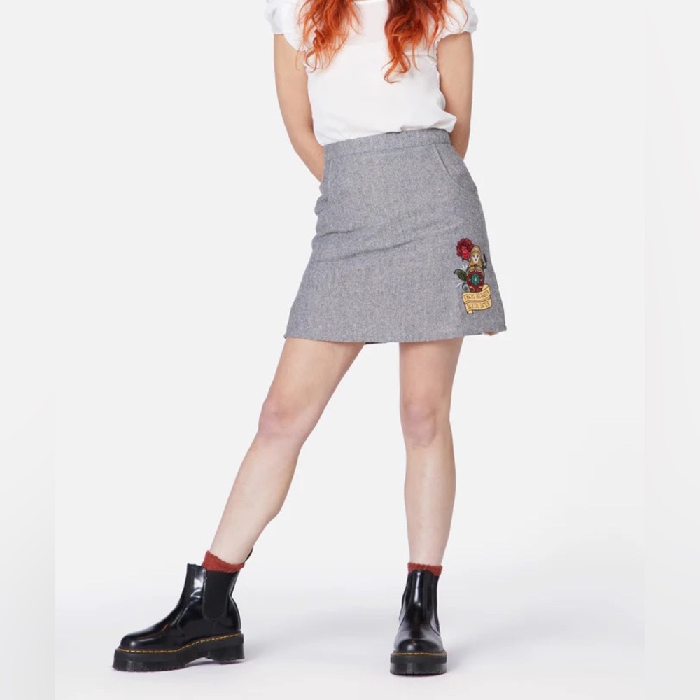 Dangerfield Tweed Russian Doll A Line Retro Look Skirt 4